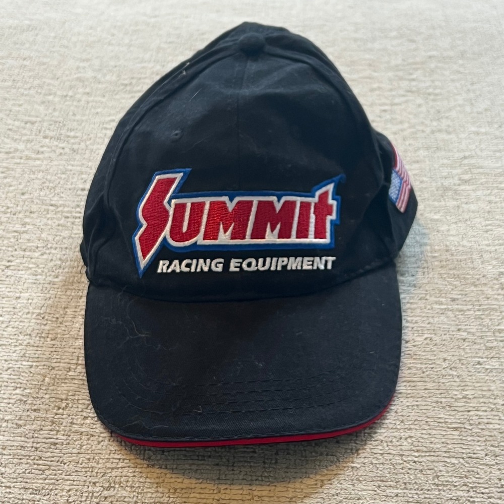 Summit Racing Equipment Hat Black Baseball Cap Embroidered Logo Adjustable Strap